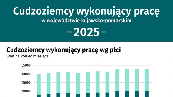 Cudzoziemcy wykonujący pracę w województwie kujawsko-pomorskim (Infografika)