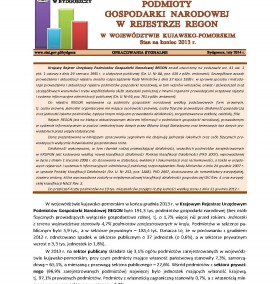 Podmioty gospodarki narodowej w rejestrze REGON w województwie kujawsko-pomorskim. Stan na koniec 2013 r.
