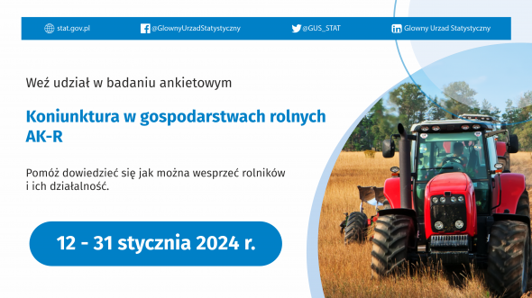 Badanie - Koniunktura w gospodarstwach rolnych AK-R, 12-31 stycznia 2024 r.